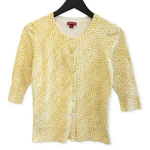 Merona Cardigan Sweater Womens S Yellow Polka Dot Cardigan Twee Preppy Top